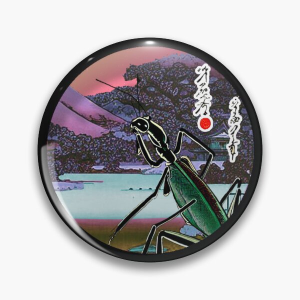 Item preview, ukiyo-e mantis looking at the temple designed and sold by MomokuStickers.