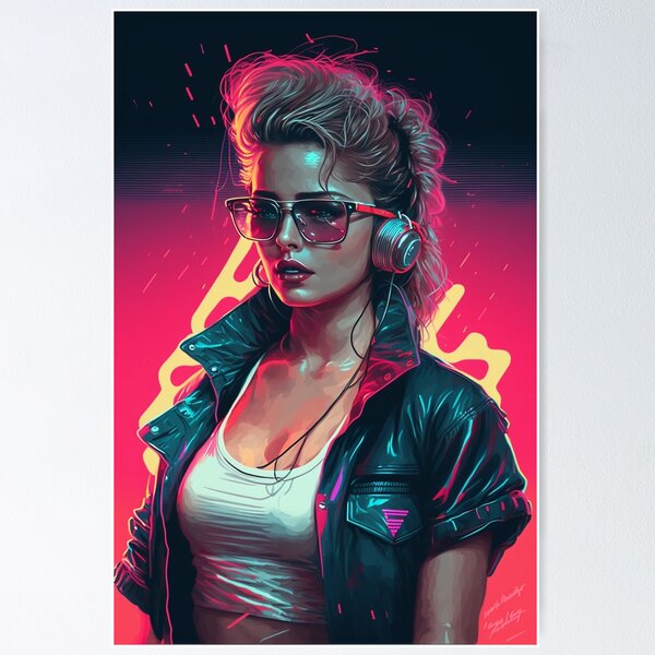 Item preview, 80s Synthwave Party Girl designed and sold by RESToRAPTOR.