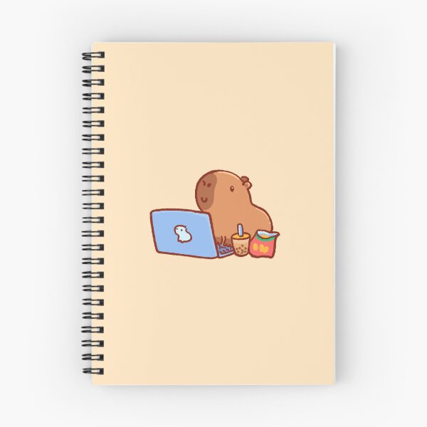 Item preview, Capybara on a laptop with snacks and drink, chilling like a capybara, funny designed and sold by tinyartsshop.