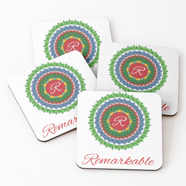 Artikelvorschau, Alphabet R with attribute remarkable leaf art Mandala circle design entworfen und verkauft von MubaraksArt.