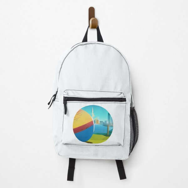Item preview, Illustration of a city with a planet in the foreground, round format designed and sold by Flairh-Art.