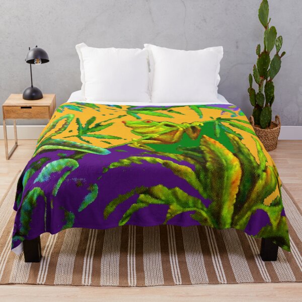 Item preview, ABSTRACTED TROPICAL RED EYE FROG PURPLE JUNGLE  SHADOWS ART designed and sold by sharlesart.