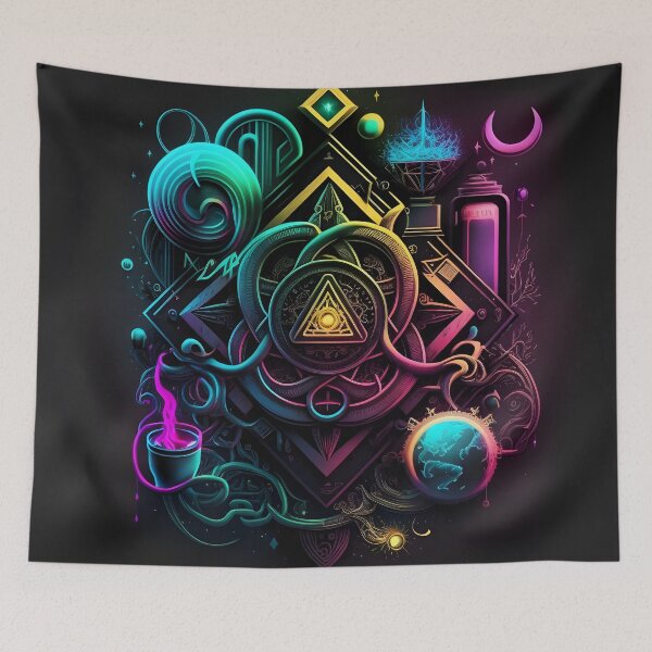 Item preview, Psychedelic Rainbow Magic Alchemy Symbols designed and sold by Iosis-Art.