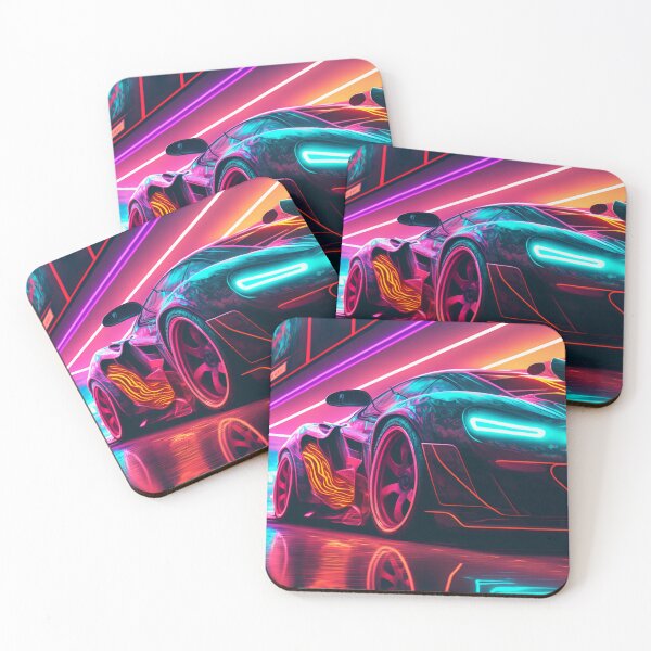 Item preview, Neon Tokyo Supercar - Synthwave Retro Cyberpunk Retro Style designed and sold by AdamesArtStudio.