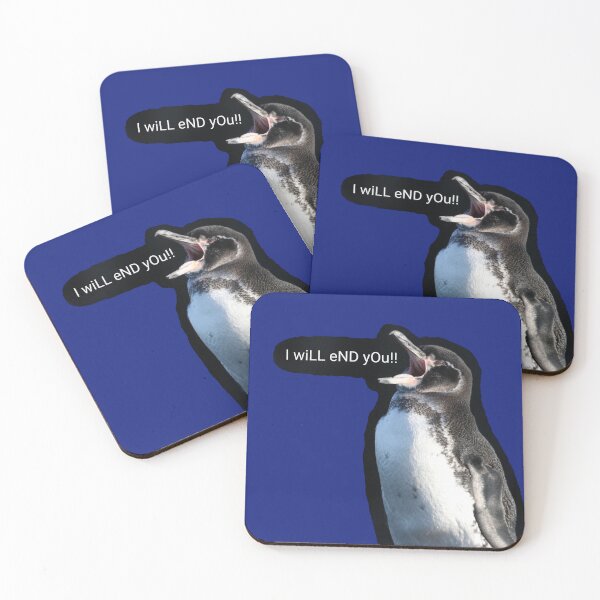Item preview, Galapagos Penguin I will end you (Blue #0F1D7B background)  designed and sold by SBPenguins.