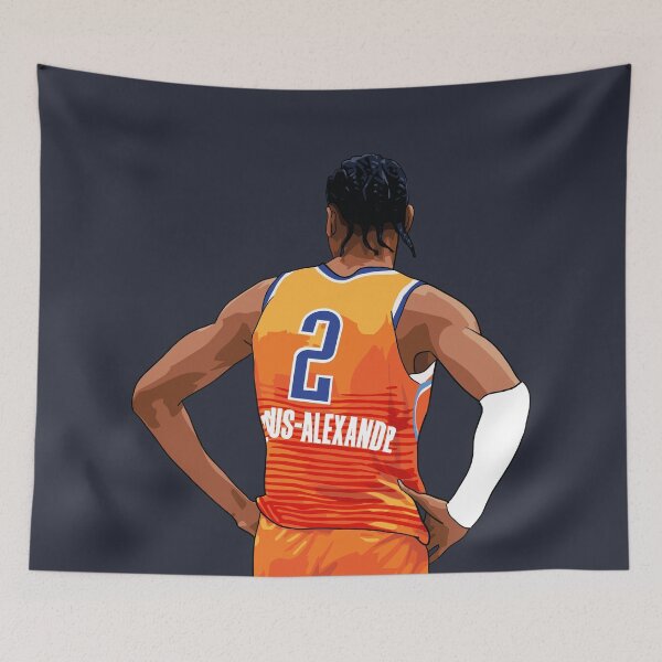 Item preview, Shai Gilgeous Alexander Oklahoma City Vector Back medium print Qiangy designed and sold by EerieHarakiri.