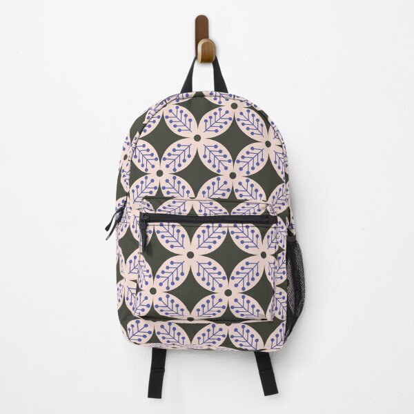 Item preview, Flowers and leaves geometric pattern- blue, pink and black designed and sold by IlustraDeni.
