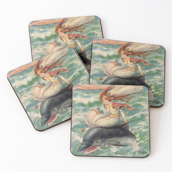 Item preview, Vintage Illustration by Frank C. Pape Princess Rides a Dolphin designed and sold by Deannaboh.