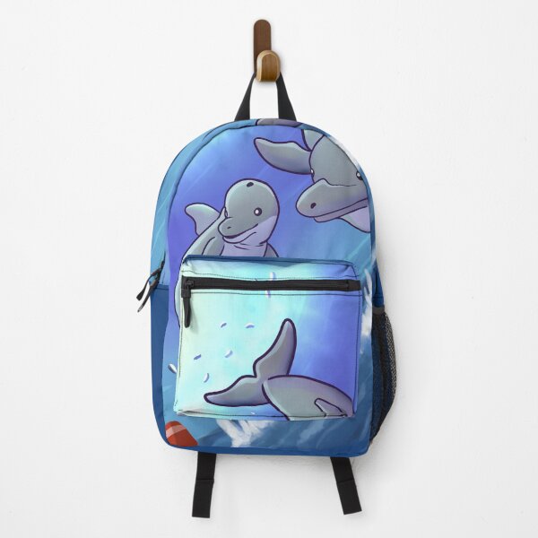 Item preview, dia soleado ,delfines saliendo del mar para saludar a un viajero en un barco, anime, ilustracion en tonos azules, ilustracion animales marinos designed and sold by kitsuneins.