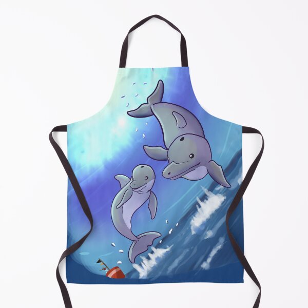 Item preview,  dia soleado ,delfines saliendo del mar para saludar a un viajero en un barco, anime, ilustracion en tonos azules, ilustracion animales marinos designed and sold by kitsuneins.