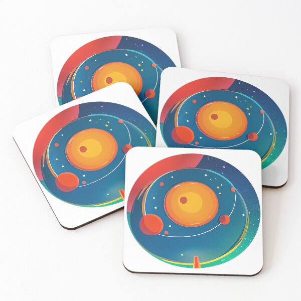 Item preview, Illustration of several planets in a colorful and starry sky, round format designed and sold by Flairh-Art.