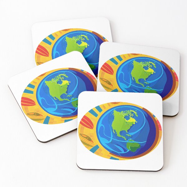 Item preview, Illustration of planet Earth on a burst sun, round format designed and sold by Flairh-Art.