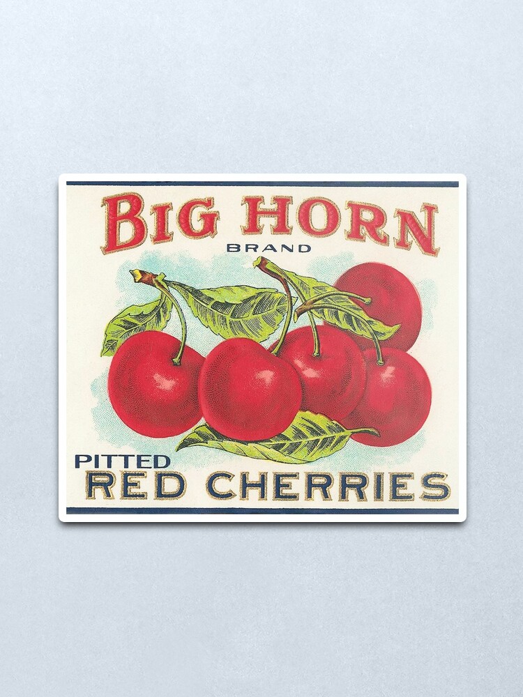 Alternate view of Vintage Fruit Canning Label - Cherries Metal Print