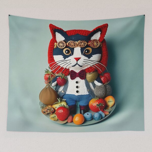 Item preview, Crochet Cat with Fruit designed and sold by cuprum.