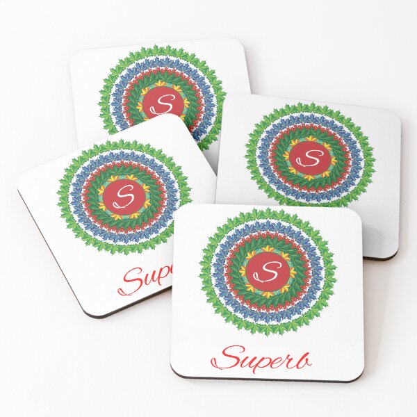 Item preview, Alphabet S with attribute superb leaf art Mandala circle design designed and sold by MubaraksArt.