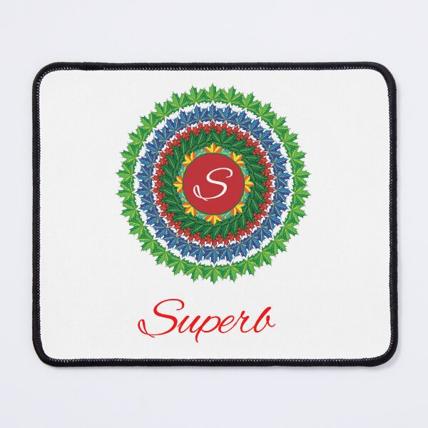 Item preview, Alphabet S with attribute superb leaf art Mandala circle design designed and sold by MubaraksArt.