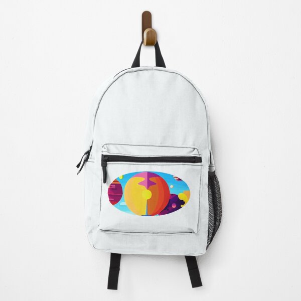 Item preview, Illustration of three colorful planets under a beautiful blue sky, round format designed and sold by Flairh-Art.