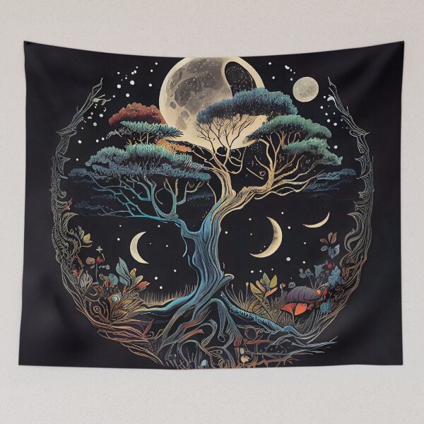 Item preview, Mythical Yggdrasil Tree of Life with Full Moon III designed and sold by Gadgetaliciouss.