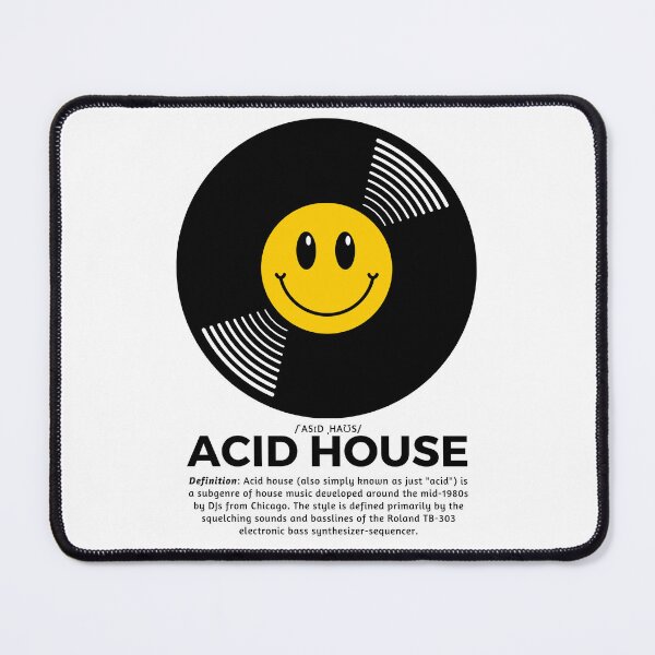 Item preview, Acid House Definition design with vinyl record and acid smiley face designed and sold by NostalgiaRave.