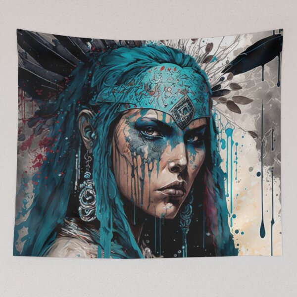 Item preview, Fierce Indigenous Warrior Illustration designed and sold by TheArtfulAllie.