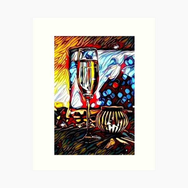 Aesthetic Boho Wine Glass Art Board Print for Sale by Cravio