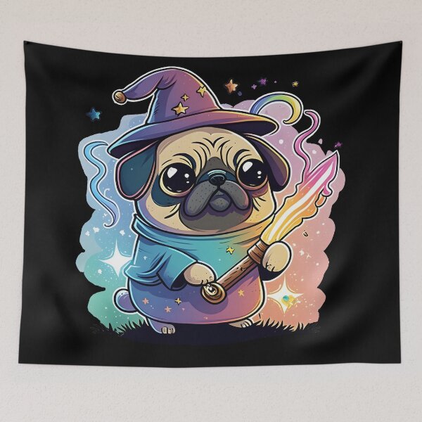 Item preview, Pug Dog Wizard Witch Kawaii designed and sold by Leonardo Palumbo.