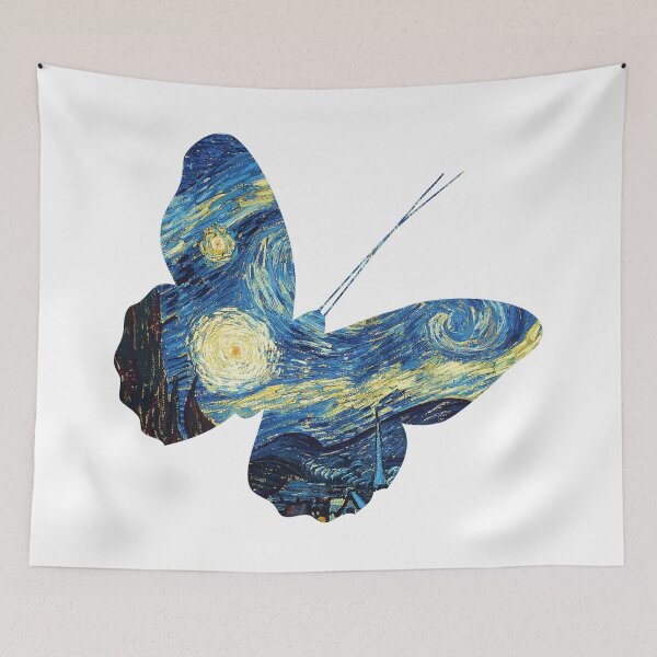 Item preview, Real Flower Art Van Gogh Art Starry Night Nature Butterfly designed and sold by CandyDroidMerch.