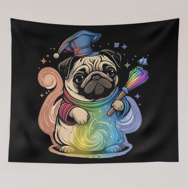 Item preview, Pug Dog Wizard Witch Kawaii designed and sold by Leonardo Palumbo.