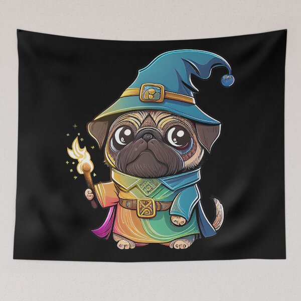 Item preview, Pug Dog Wizard Witch Kawaii designed and sold by Leonardo Palumbo.