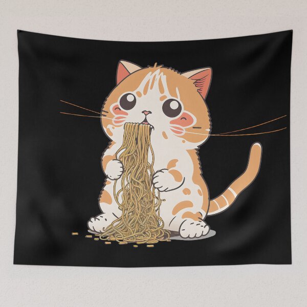 Item preview, Kawaii Cat Eating Spaghetti Funny Cat Lover designed and sold by SecretDicer.