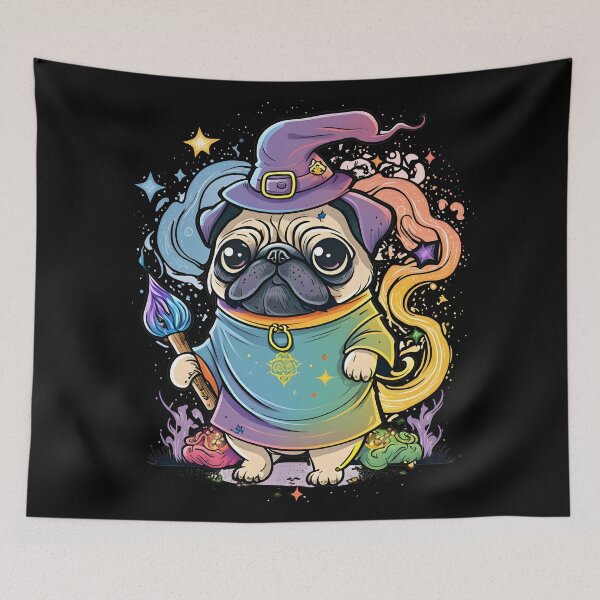 Item preview, Pug Dog Wizard Witch Kawaii designed and sold by Leonardo Palumbo.