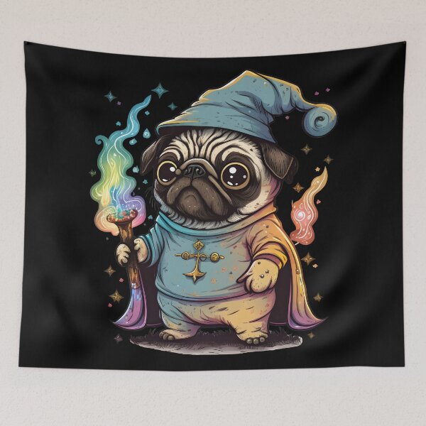 Item preview, Pug Dog Wizard Witch Kawaii designed and sold by Leonardo Palumbo.