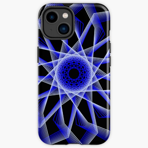Blue Lines Abstract Geometric Flower iPhone Tough Case