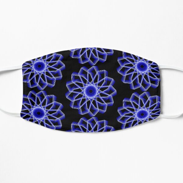 Blue Lines Abstract Geometric Flower Flat Mask