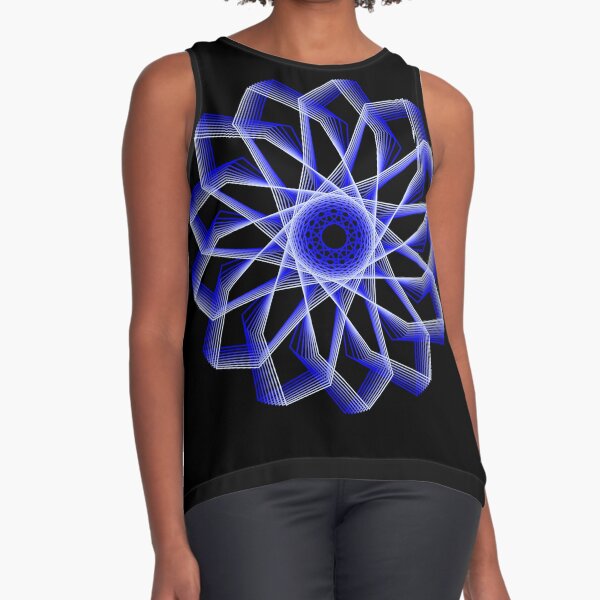 Blue Lines Abstract Geometric Flower Sleeveless Top