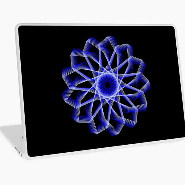 Blue Lines Abstract Geometric Flower Laptop Skin