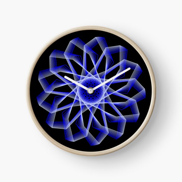Blue Lines Abstract Geometric Flower Clock