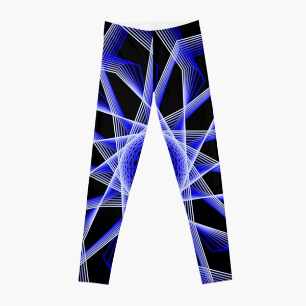 Blue Lines Abstract Geometric Flower Leggings