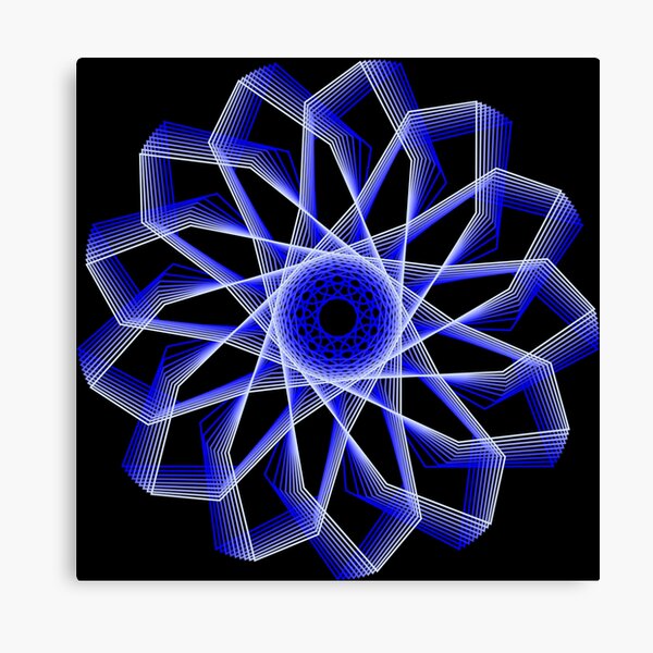 Blue Lines Abstract Geometric Flower Canvas Print