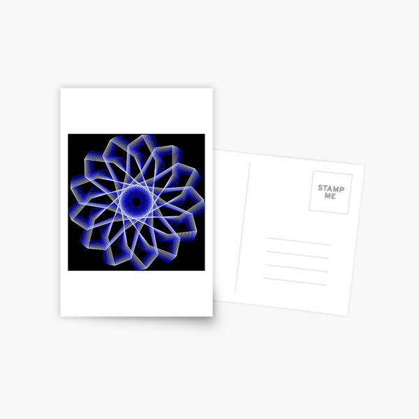 Blue Lines Abstract Geometric Flower Postcard