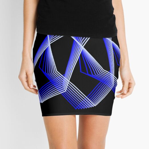 Blue Lines Abstract Geometric Flower Mini Skirt