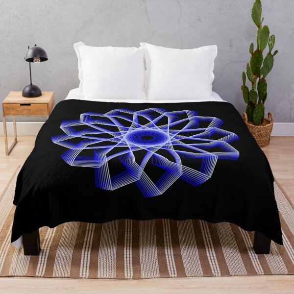 Blue Lines Abstract Geometric Flower Throw Blanket