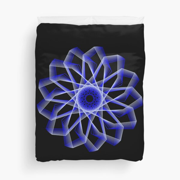 Blue Lines Abstract Geometric Flower Duvet Cover