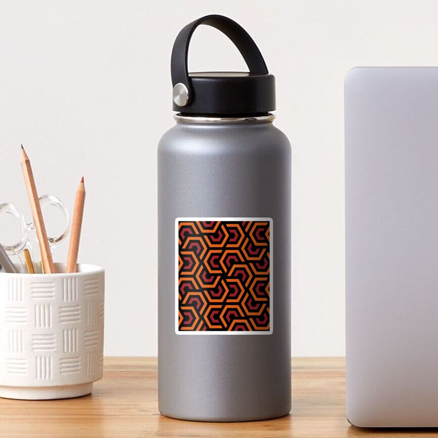 Geometric Pattern: Layered Hexagon: Orange Sticker