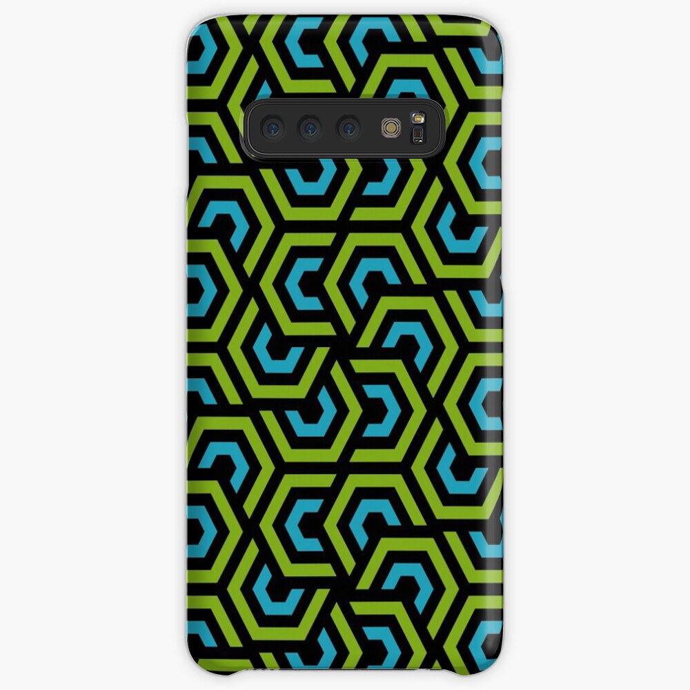 Geometric Pattern: Layered Hexagon: Green Case & Skin for Samsung Galaxy