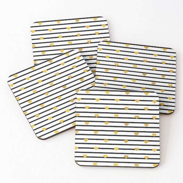Item preview, Striped Gold Heart Pattern - Black and White Stripe designed and sold by inspirationzgal.