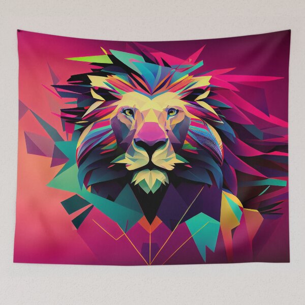Aperçu de l'œuvre Art de lion géométrique moderne créée et vendue par DesignCatalyst7.