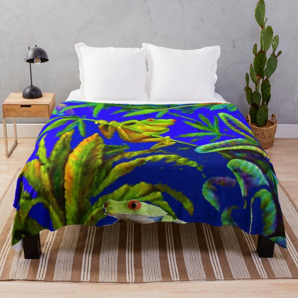 Item preview,   TROPICAL 3 RED EYED GREEN FROGS PURPLE JUNGLE ART designed and sold by sharlesart.