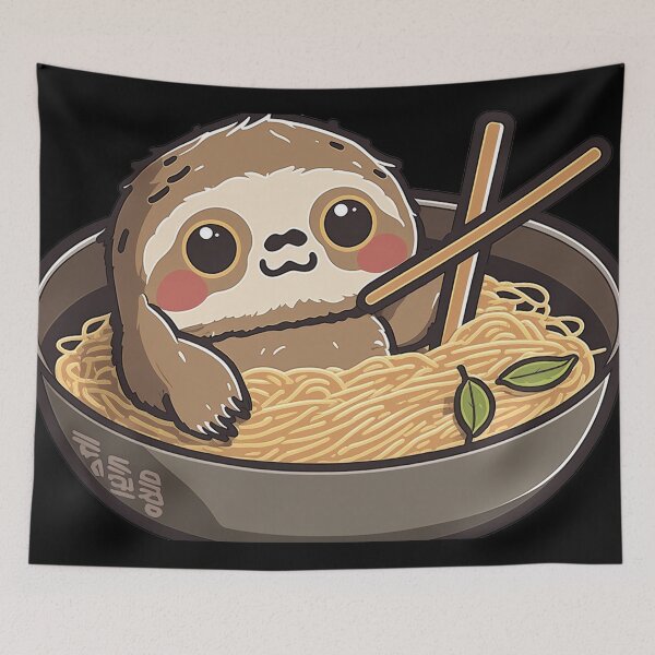 Item preview, Sloth Eating Ramen Cute Kawaii Noodles designed and sold by wildlifezen.