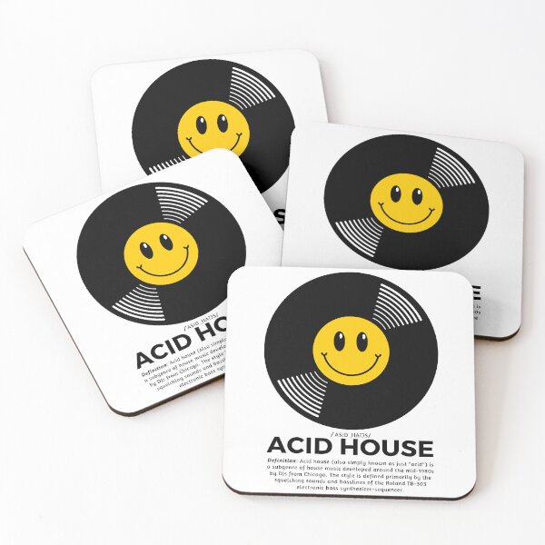 Item preview, Acid House Definition design with vinyl record and acid smiley face designed and sold by NostalgiaRave.